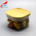 high borosilicate glass storage jar with bamboo lid Storage-146RL